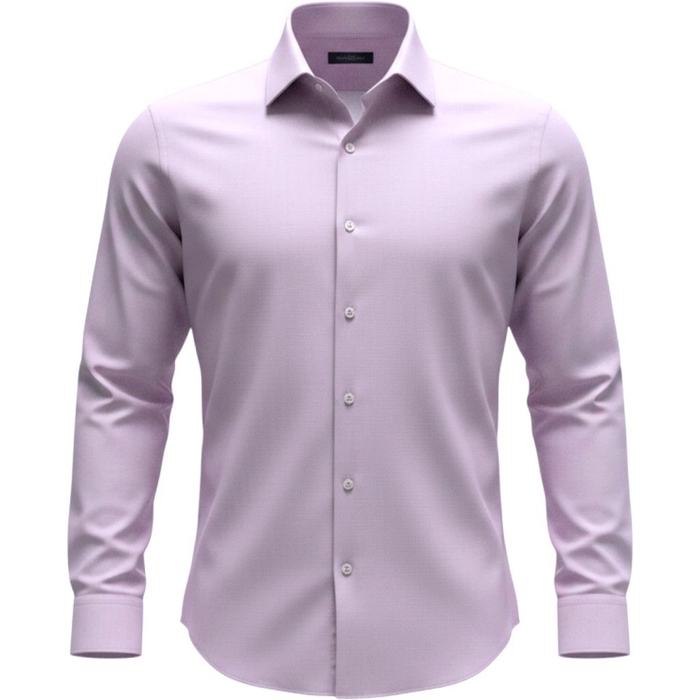 Adrienne Vittadini Men Dress Shirt Large 16 34/35 Lavender Herringbone Button Up